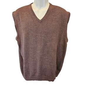 Jos A bank XL brown sleevless 100% merino wool vest Warm winter proffesional ^